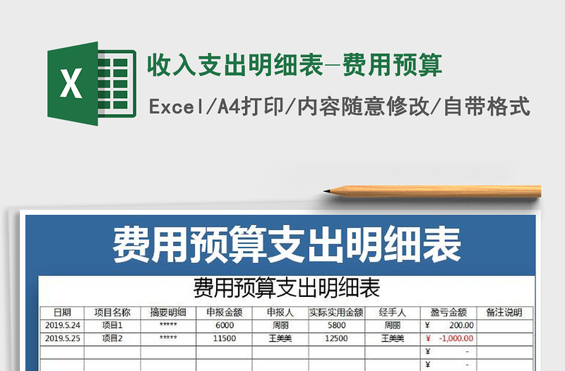 2025年收入支出明细表-费用预算