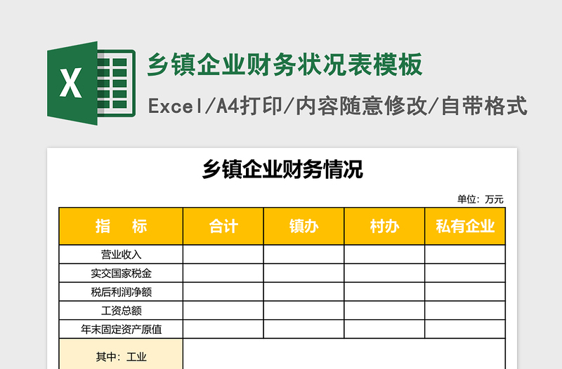 乡镇企业财务状况表excel表格模板