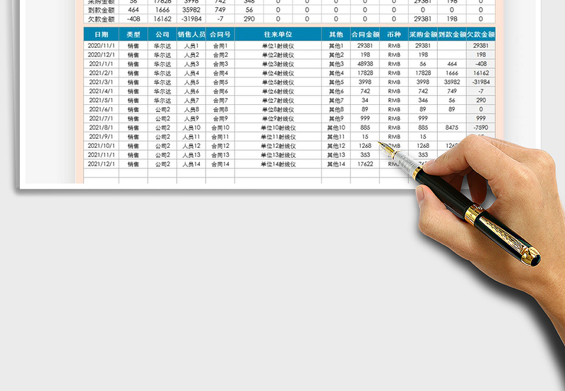 2025年公司全年销售合同统计模板表