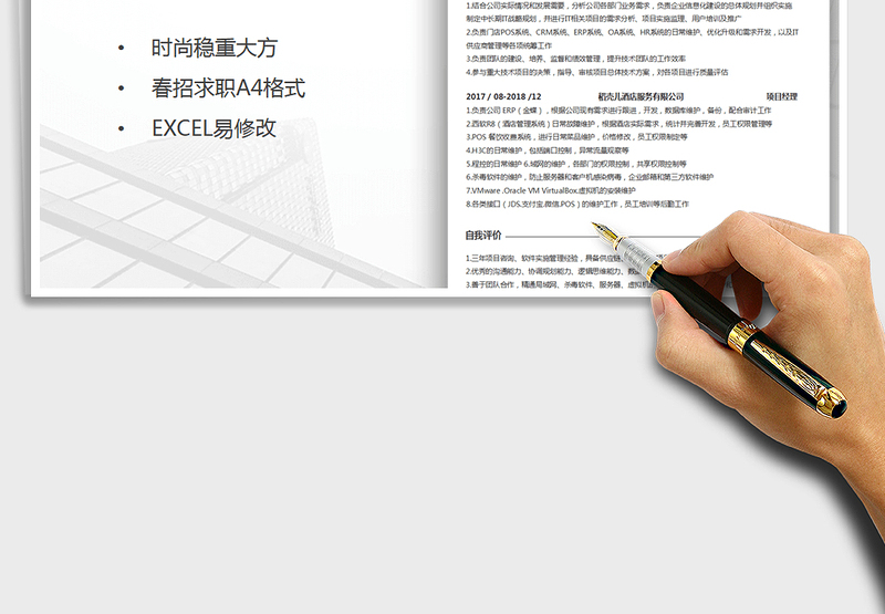 2025年软件项目经理单页简历黑色商务