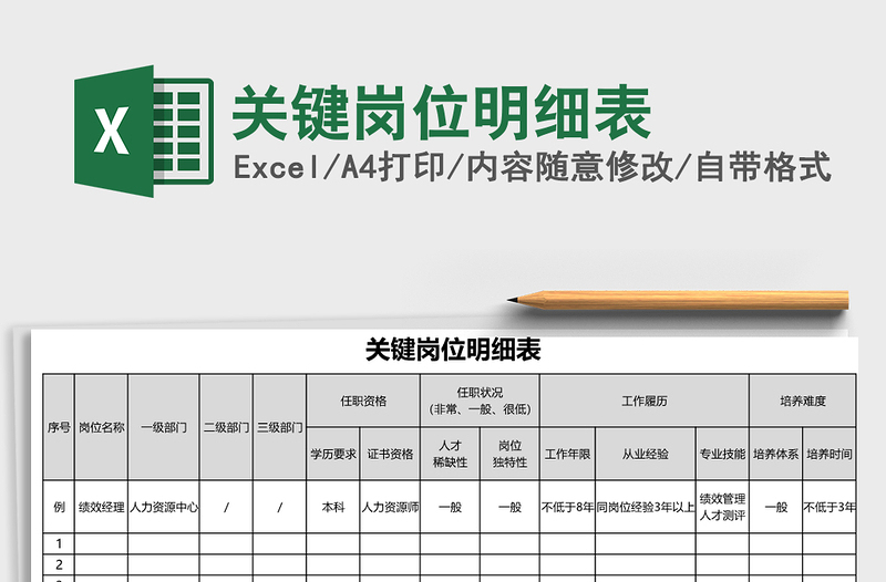 2024年关键岗位明细表免费下载