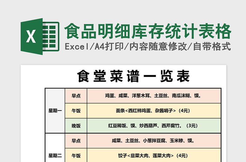 2025食品明细库存统计表格