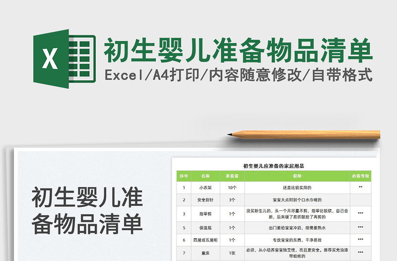 2025初生婴儿准备物品清单免费下载