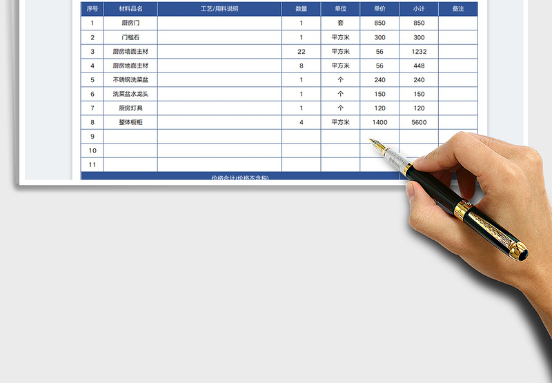 2025厨房装修报价单自动计算价格免费下载
