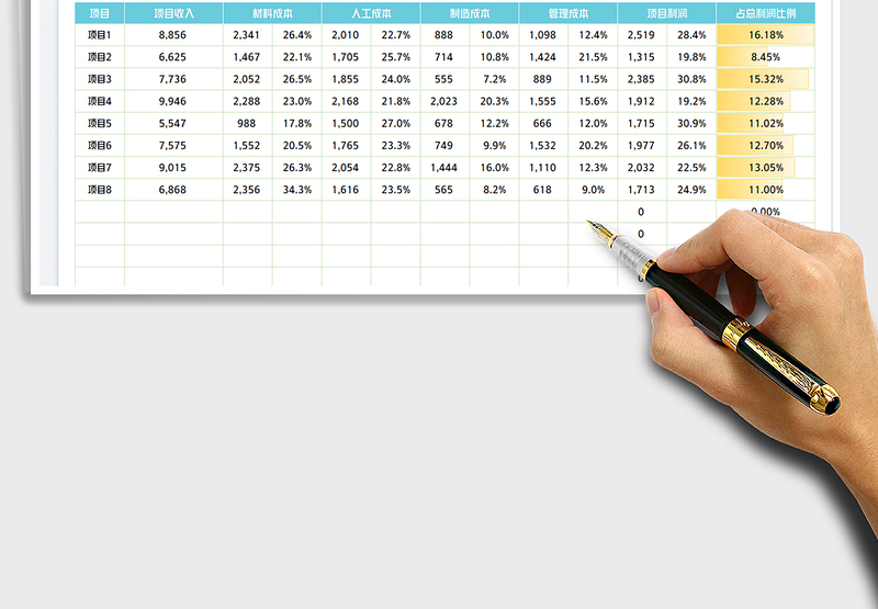 2025项目收入成本利润计算表免费下载