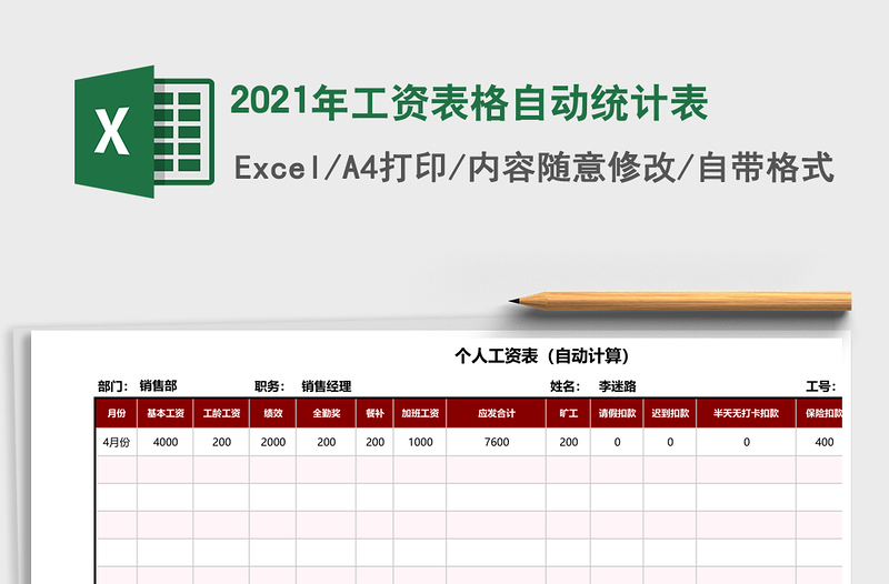 2025年工资表格自动统计表