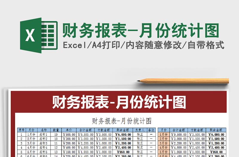 2025年财务报表-月份统计图