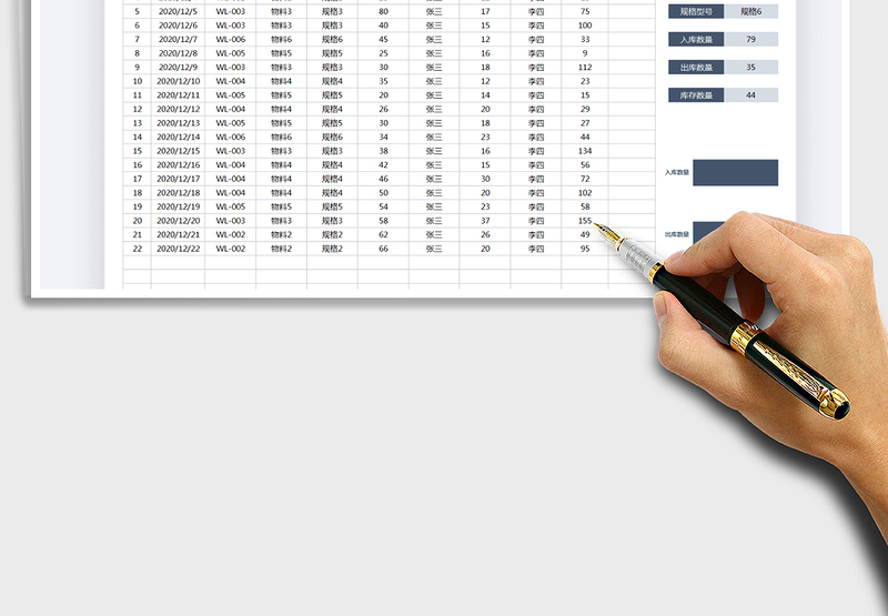 2024年物料出入库明细表（实时库存）免费下载