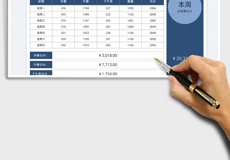 2025每周伙食采购费用表免费下载
