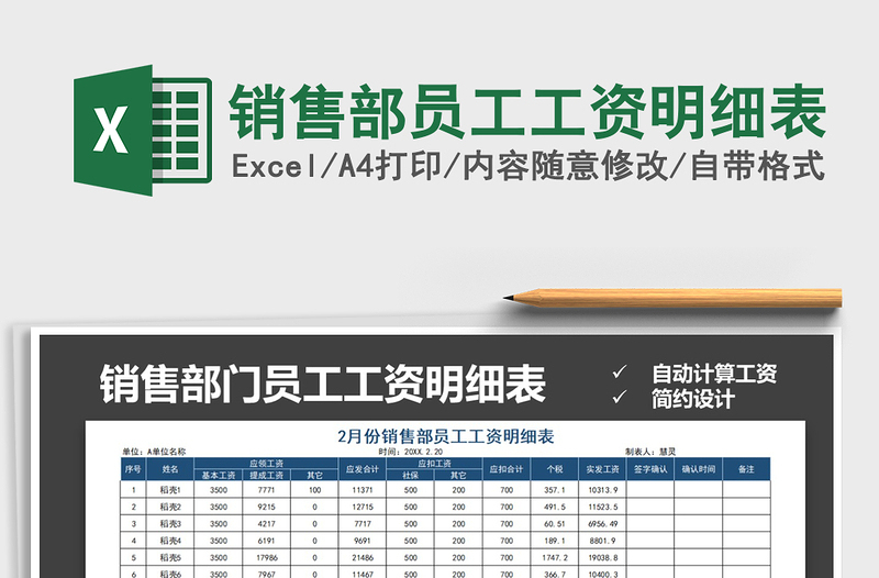 2025年销售部员工工资明细表