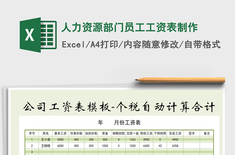 2025年人力资源部门员工工资表制作