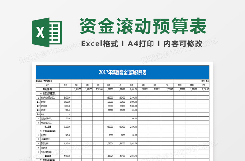 集团公司财务资金预算表免费下载