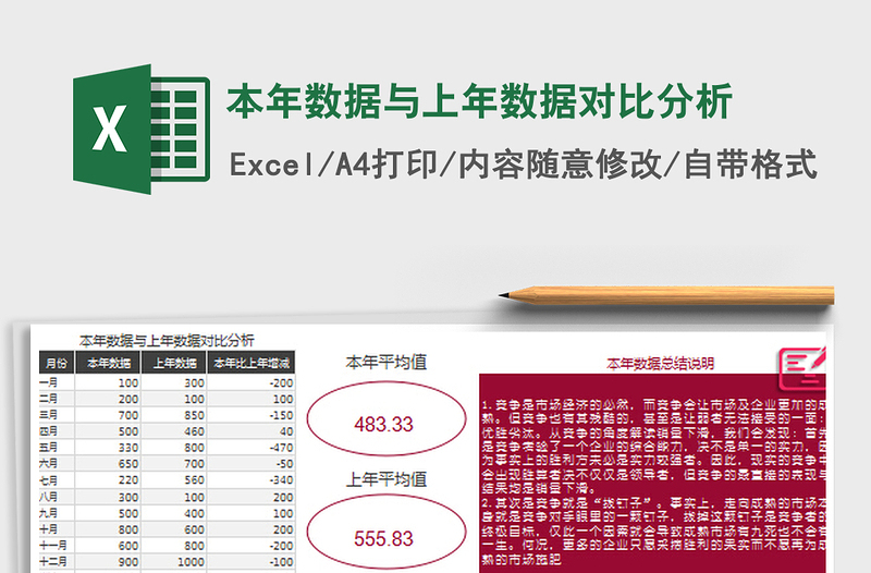 本年数据与上年数据对比分析