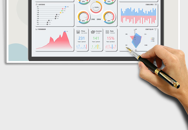 2024年销售可视化看板-新拟态风格免费下载