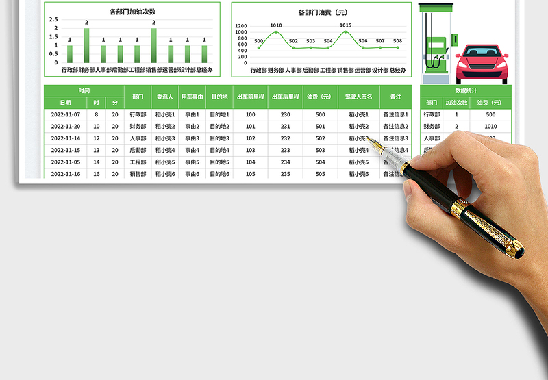 2025加油记录统计表免费下载