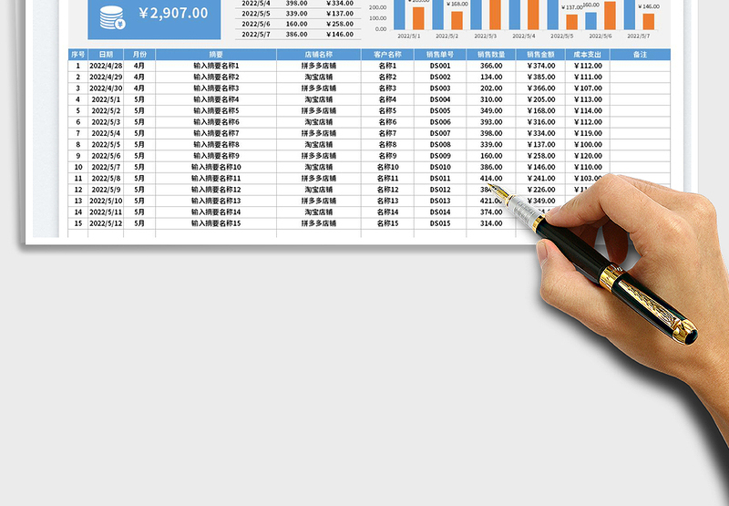 2025电商店铺销售成本管理表免费下载