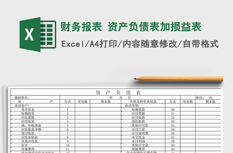 2024年财务报表 资产负债表加损益表免费下载