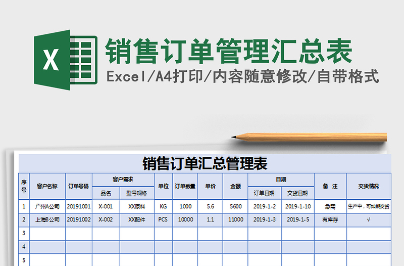 2025年销售订单管理汇总表