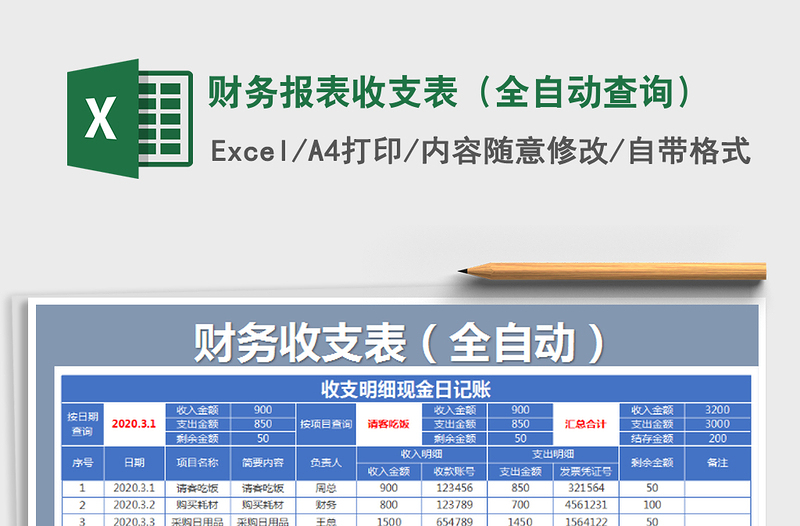 2025年财务报表收支表（全自动查询）