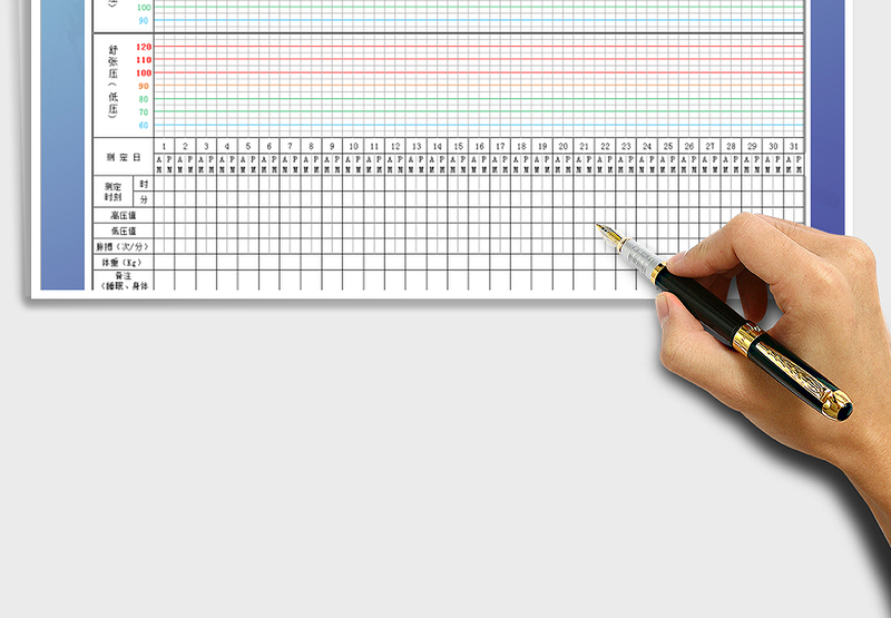 2024年高血压测量记录曲线表免费下载