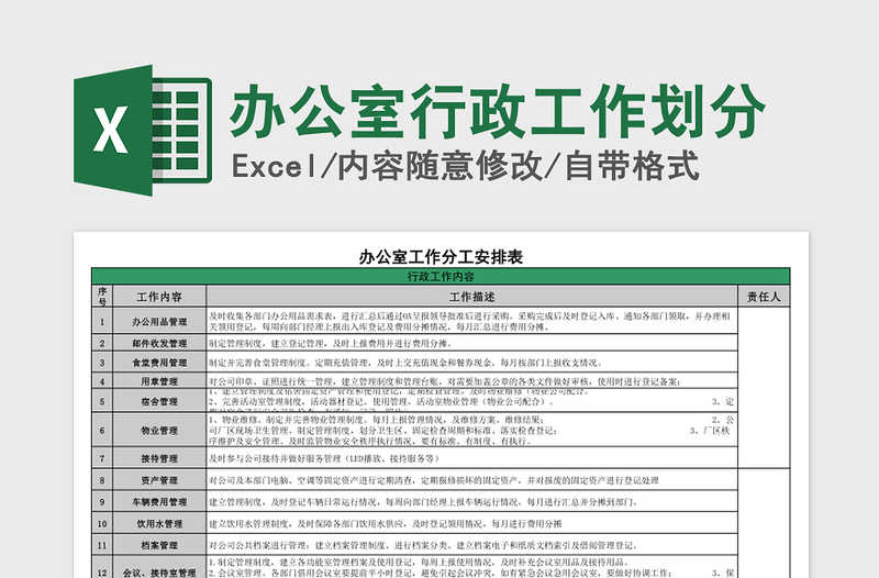 2024年办公室行政工作划分免费下载