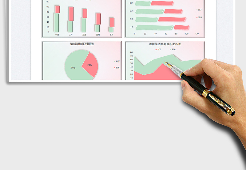 2025清新简洁同系列组合图表免费下载