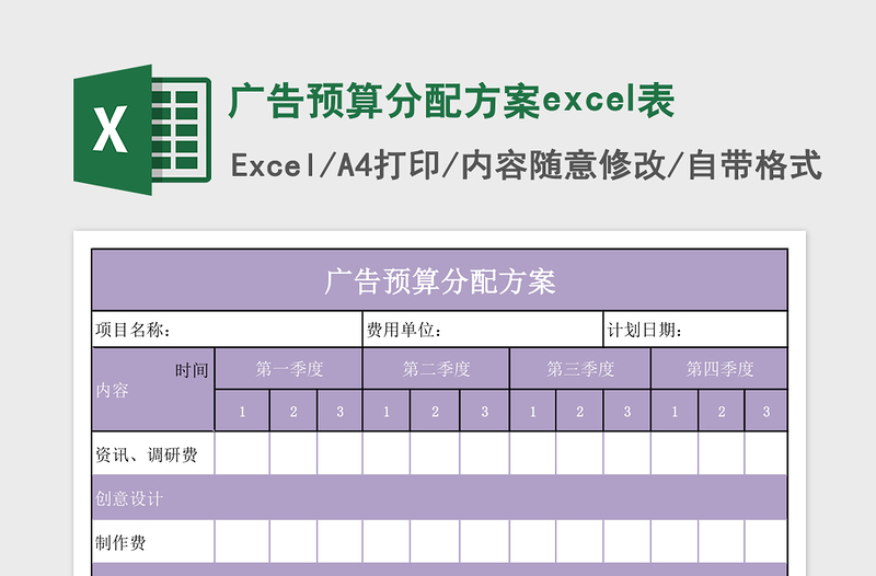 2025广告预算分配方案excel表