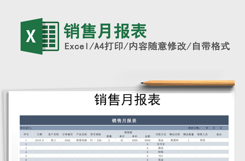 2025年销售月报表