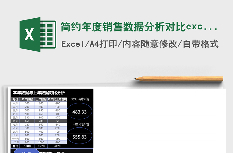 简约年度销售数据分析对比下载