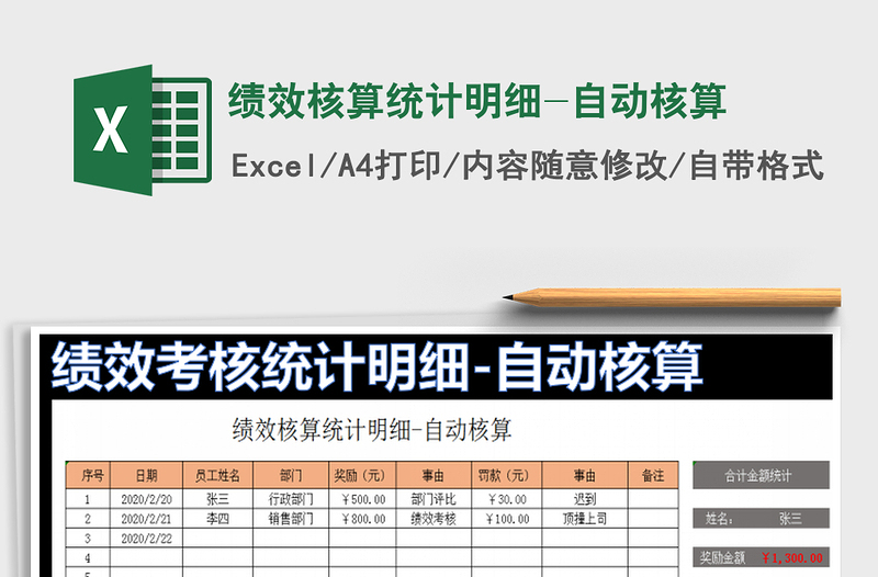 2025年绩效核算统计明细-自动核算