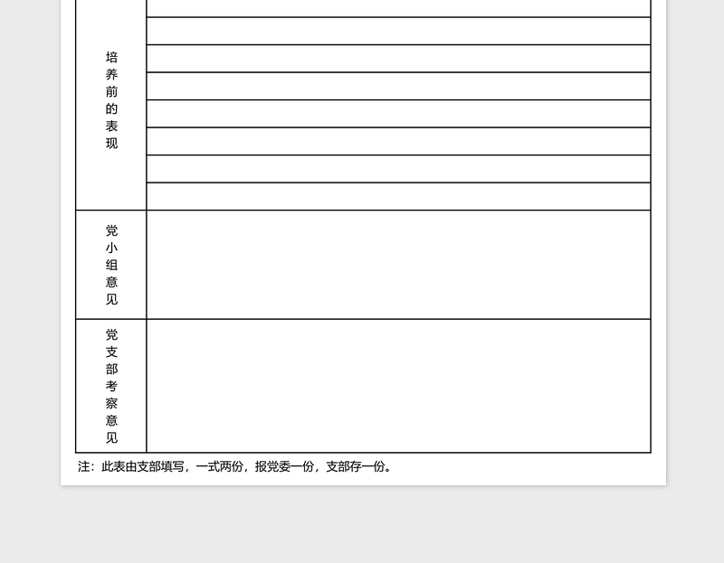 2025入党积极分子培养考察登记表