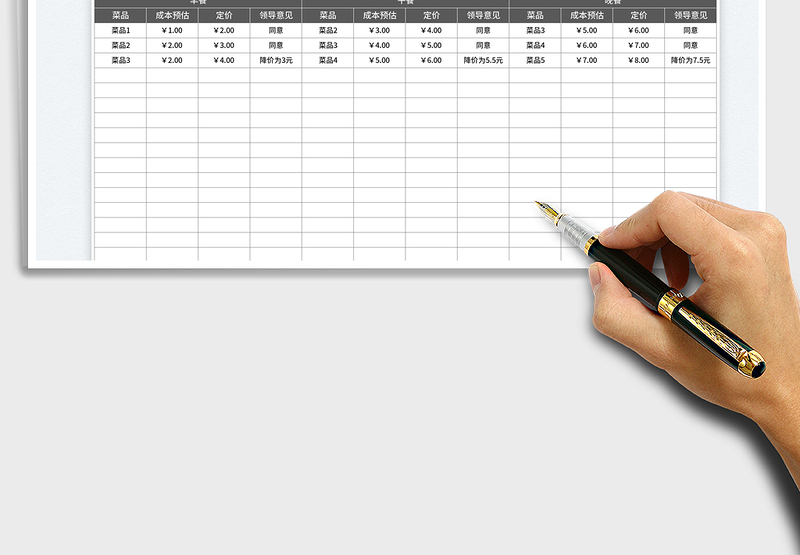 2025食堂菜品定价审批表