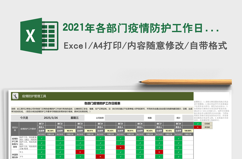 2025年各部门疫情防护工作日报表