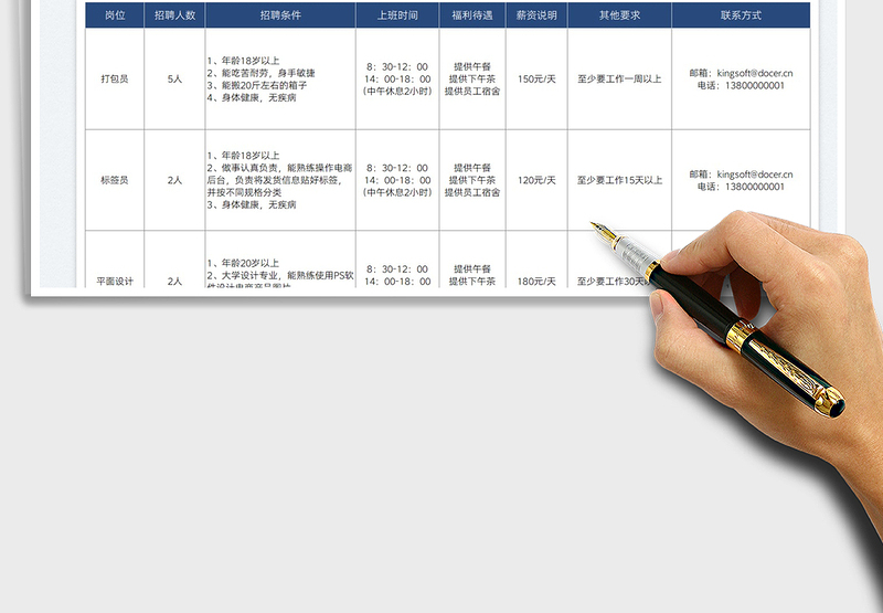2025暑假工兼职招聘表免费下载