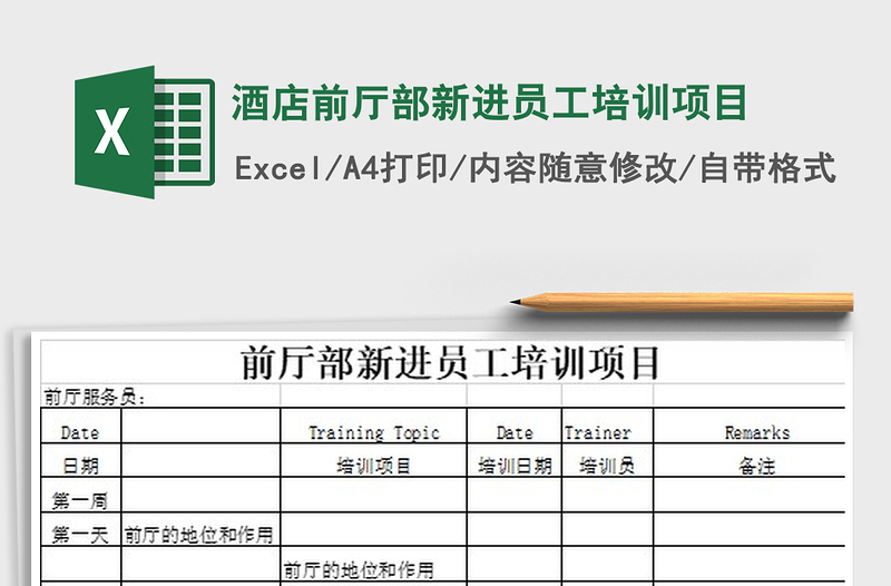 2025年酒店前厅部新进员工培训项目