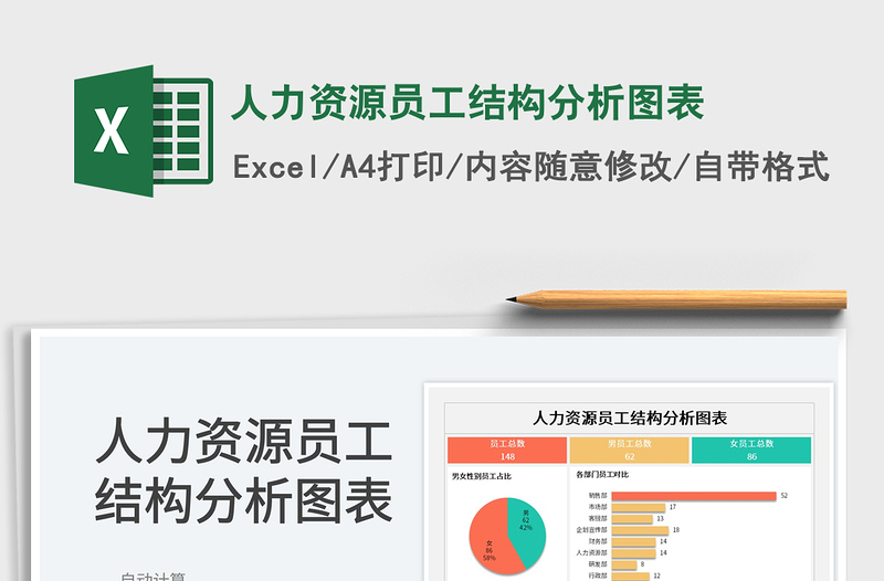 2024人力资源员工结构分析图表exce表格