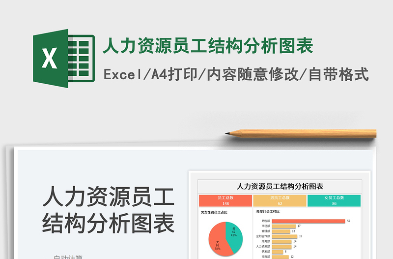 2024人力资源员工结构分析图表exce表格免费下载