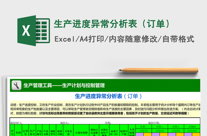 2025年生产进度异常分析表（订单）