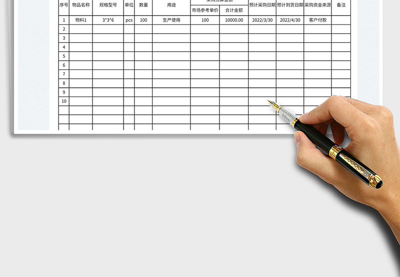 2025采购订单预估统计表免费下载