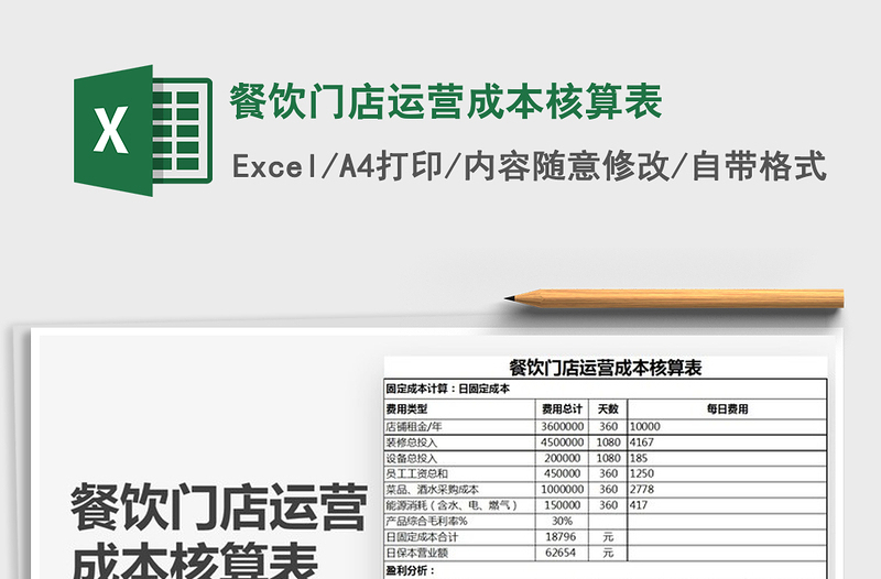 2024年餐饮门店运营成本核算表免费下载