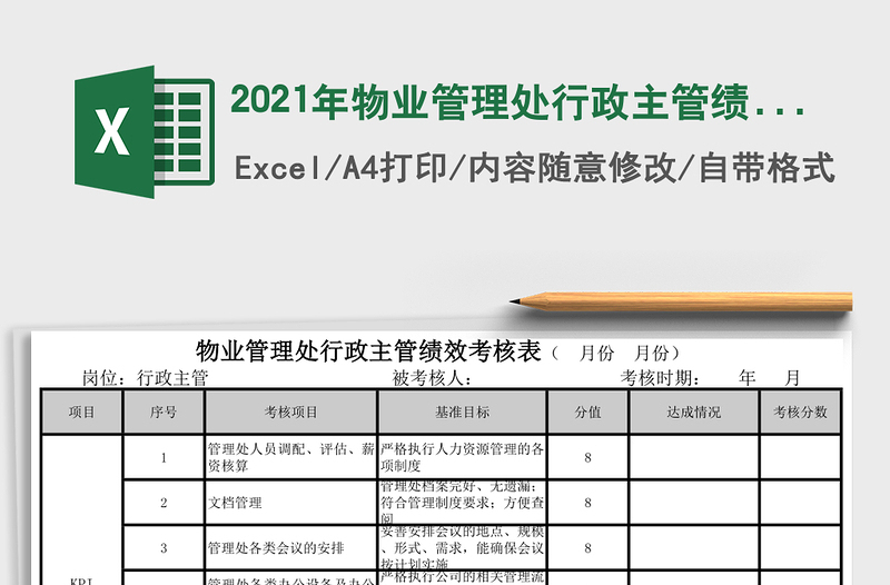 2025年物业管理处行政主管绩效考核表