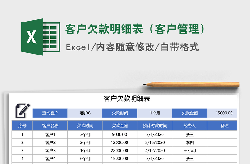 2025年客户欠款明细表（客户管理）