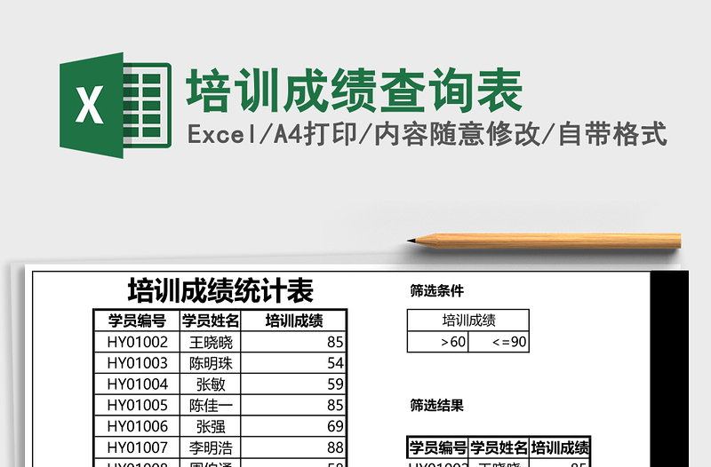 2025培训成绩查询表Excel表格