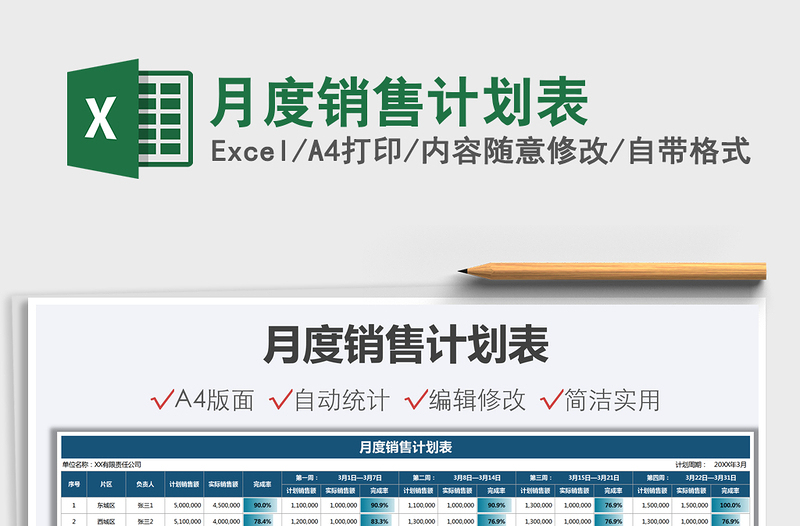 2025月度销售计划表免费下载