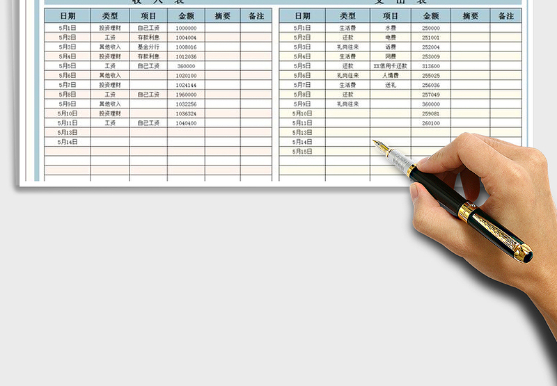 2025年常用收支表-日记帐