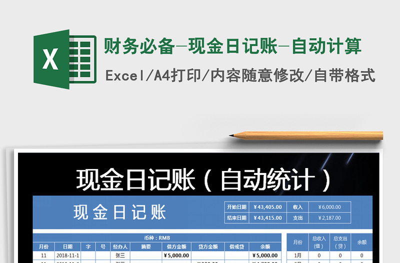 2025年财务必备-现金日记账-自动计算