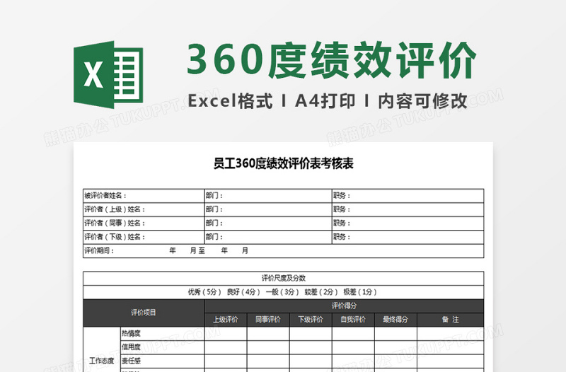 员工360度绩效评价表考核下载