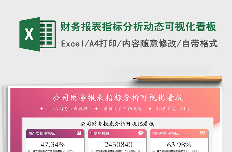 2024年财务报表指标分析动态可视化看板免费下载