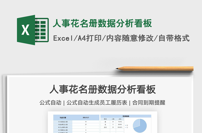 2024人事花名册数据分析看板excel表格