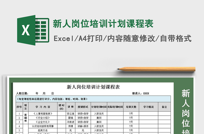 2025年新人岗位培训计划课程表